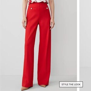 Ann Taylor Red Wide-Leg Pants